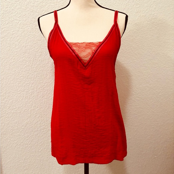 Maje Red Lace Trim Camisole - Picture 4 of 8